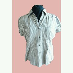 Emanuel Ungaro Liberte semi-fitted classic Shirt  Brown Cream Gingham Plaid 8 42